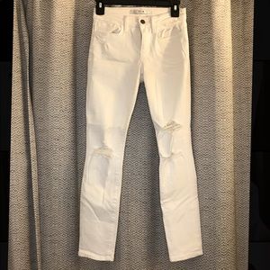 Joe’s mid rise white ripped skinny jeans